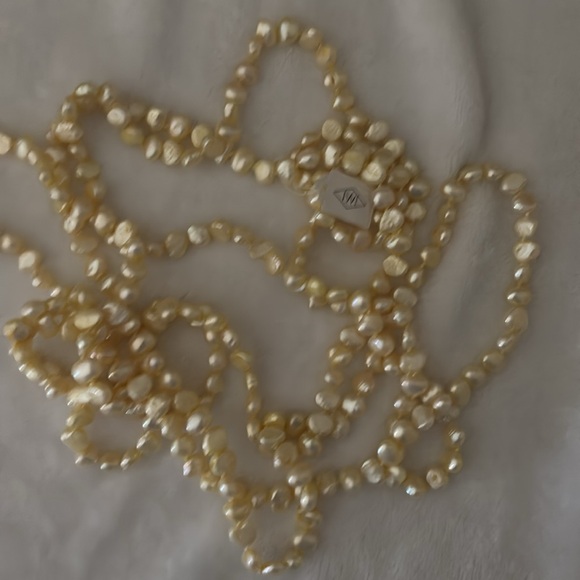 100”Baroque Freshwater Endless Strand of pearls-Color LEMON - Picture 9 of 11